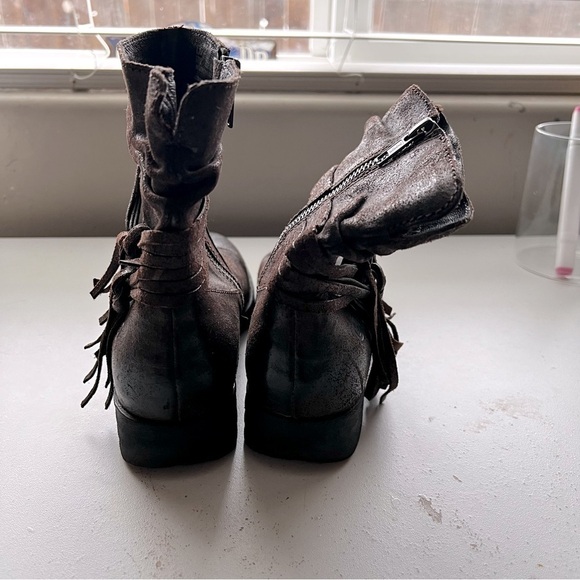 Born Amarena Brown Cross Distressed Strappy Fringe Boots - Picture 4 of 8